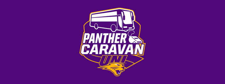 UNI Panther Caravan logo with purple background