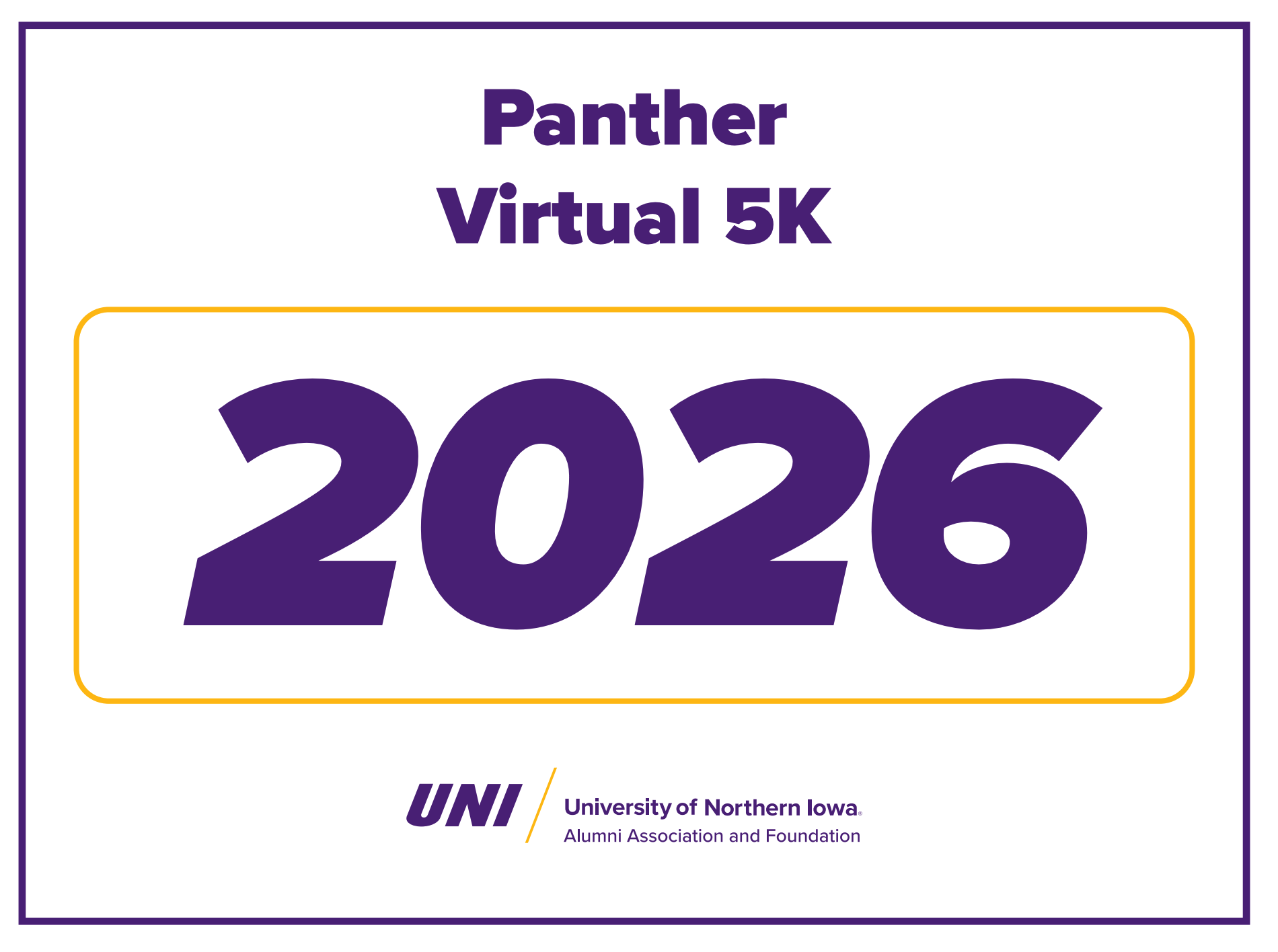 Panther Virtual 5k race bib.