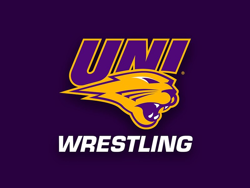 UNI Panther logo with word Wrestling
