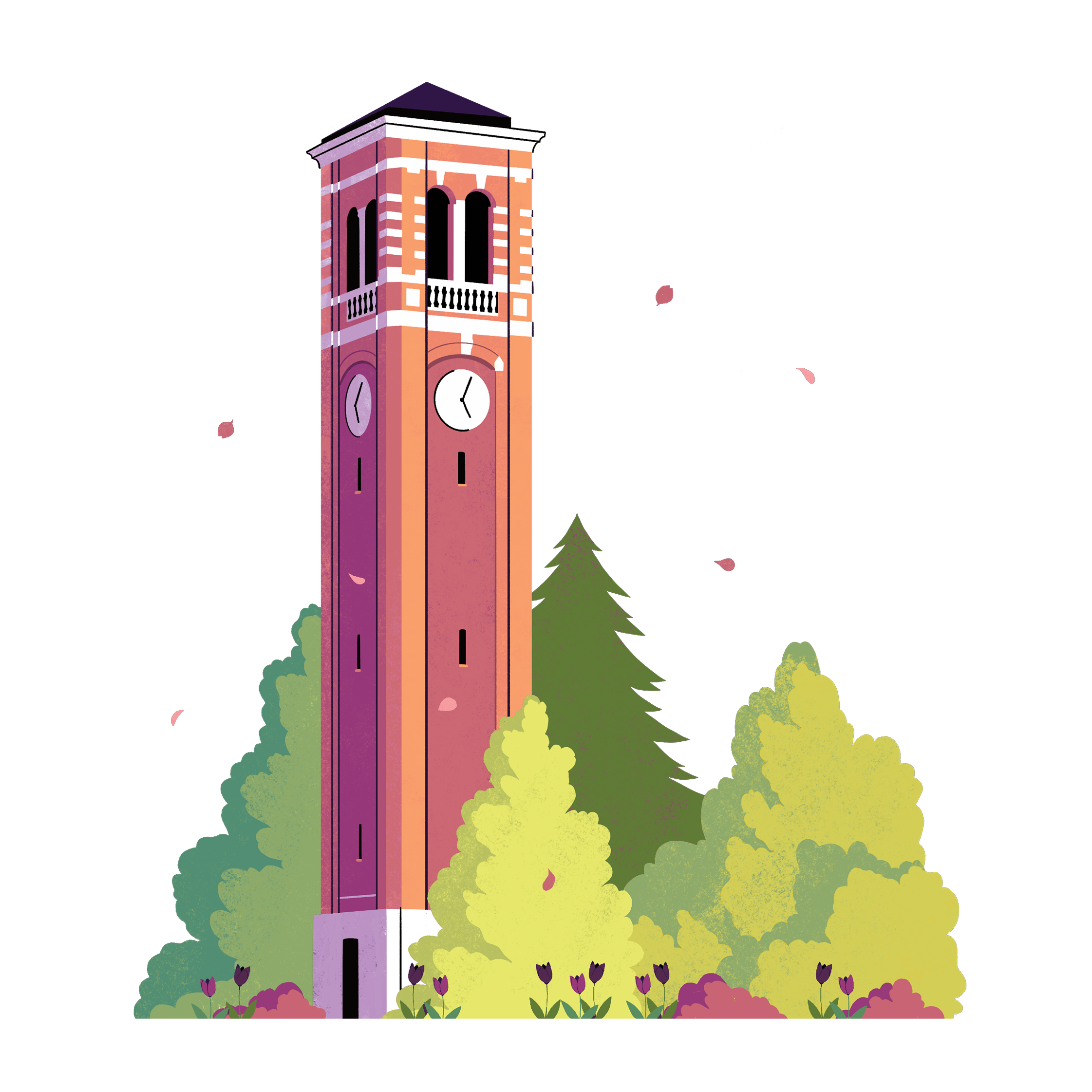 Illustration of the Campanile in spring.