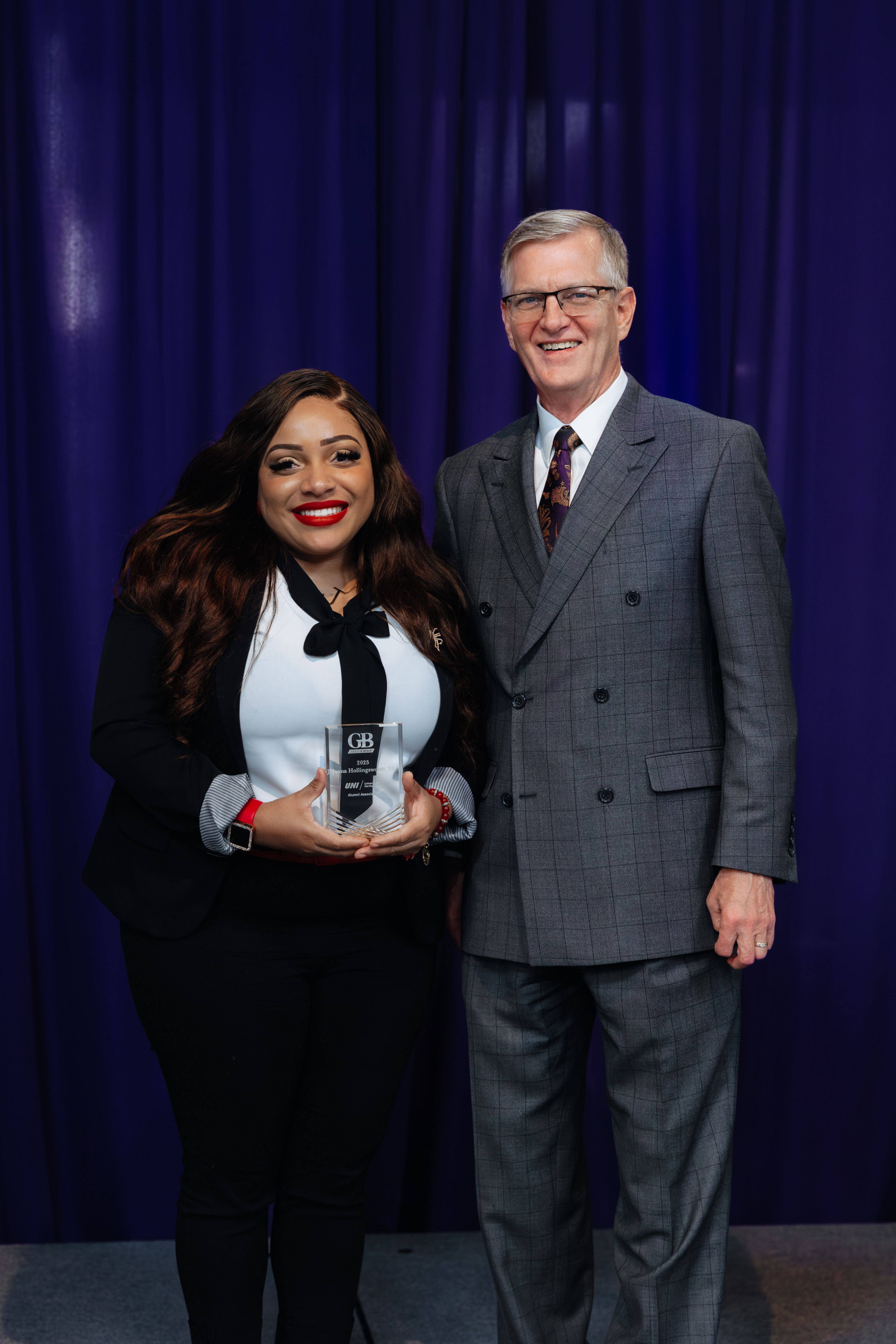 Juana Hollingsworth with UNI President Mark Nook