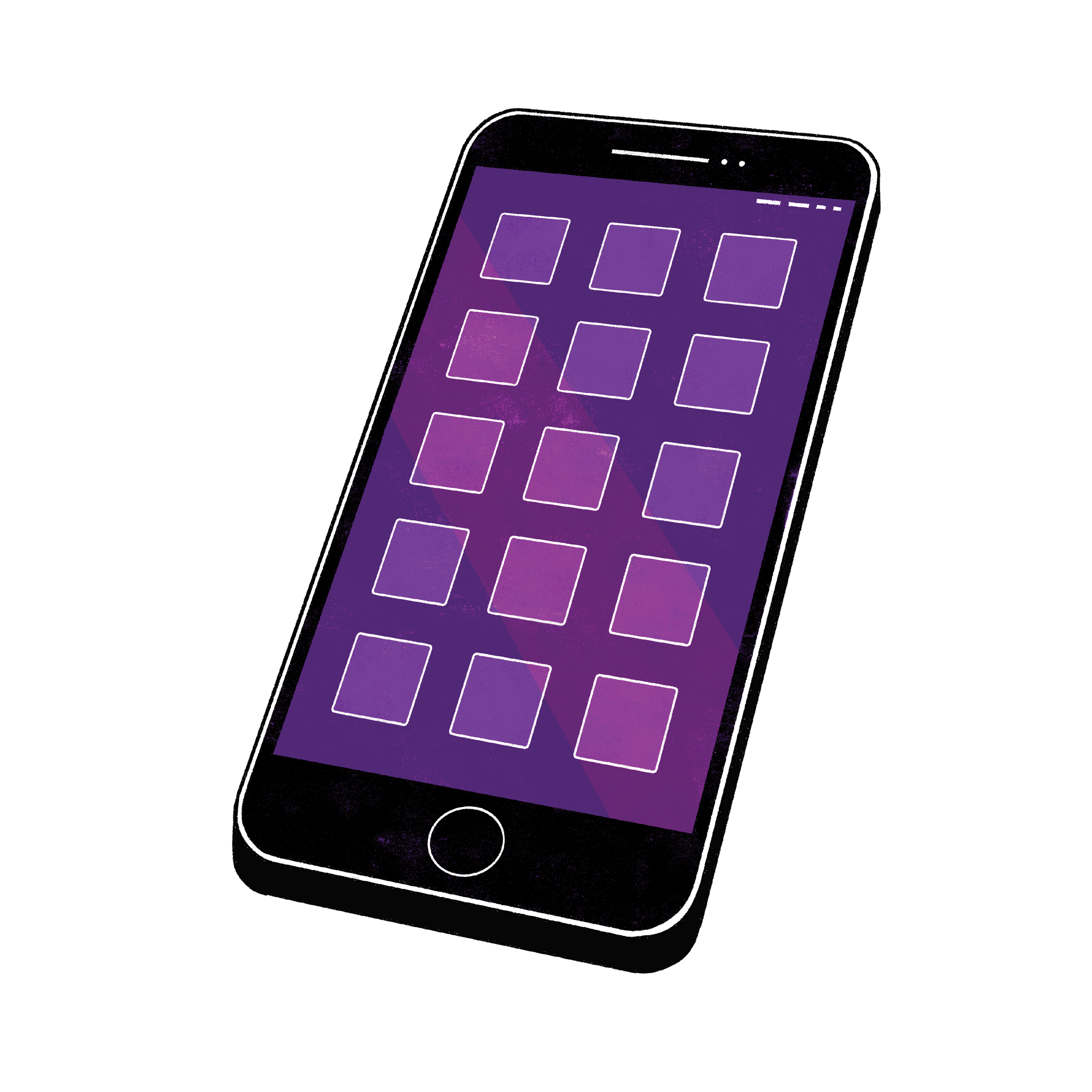Illustration of a purple phone.