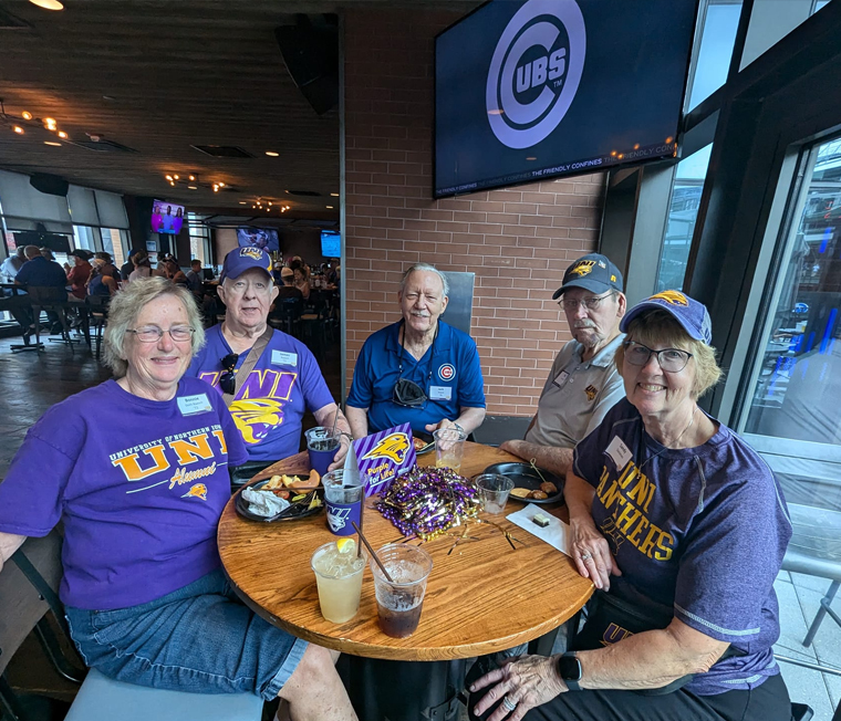 Panther and Cubs fans at a pregame celebration