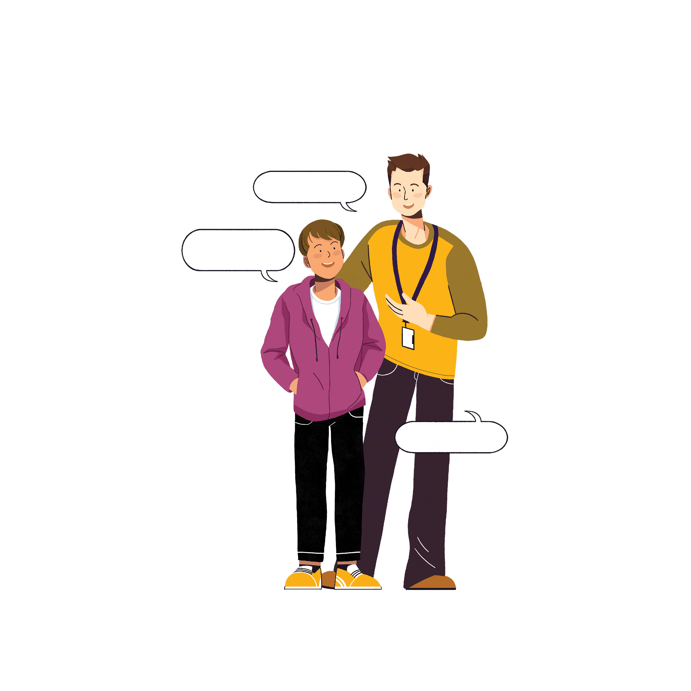 Illustration of two people talking.