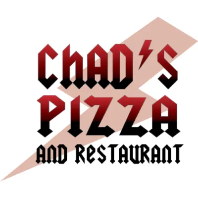 Chad's Pizza and Restaurant logo with bold red-to-black text and a lightning bolt graphic