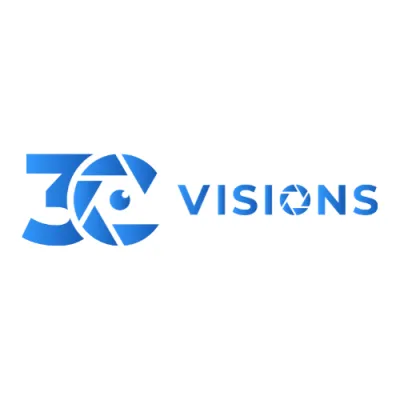 3C Visions logo with blue gradient text and camera shutter design