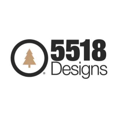 5518 Designs logo with a tan tree inside a black circle and bold text