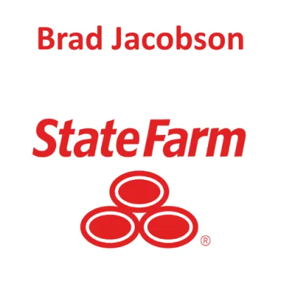 Logo featuring the word "Brad Jacobson State Farm" in red above three ovals
