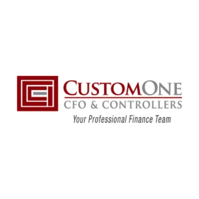 CustomOne CFO & Controllers logo with red square emblem and tagline