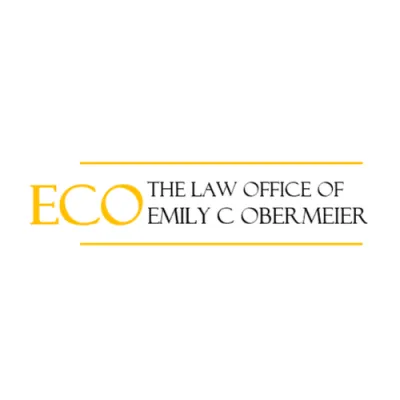 ECO logo with gold letters and black text reading The Law Office of Emily C Obermeier