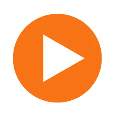 Logo with white triangle inside orange circle