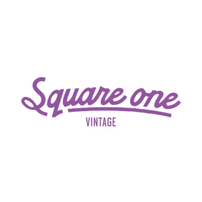 Business logo with script font reading "Square One Vintage"