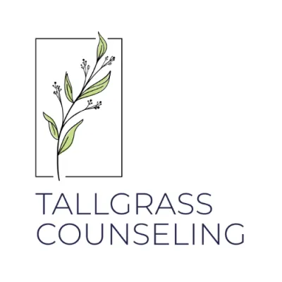 Tallgrass Counseling logo with green plant illustration in a rectangle