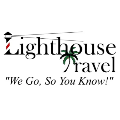 Lighthouse Travel logo with a lighthouse, palm tree, and the tagline ‘We Go, So You Know!'