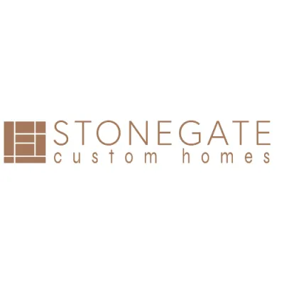 Stonegate Custom Homes logo with tan block pattern and text