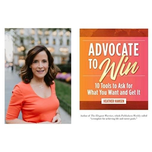 Author Heather Hansen with her book Advocate to Win