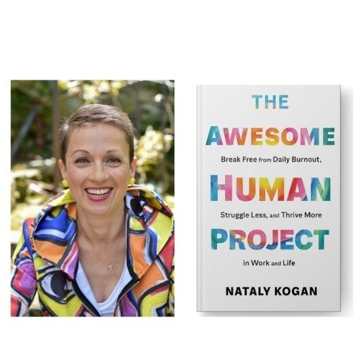 Author Nataly Kogan with her book The Awesome Human Project