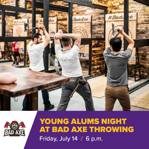 Bad Axe Throwing-Young Alums Night at Bad Axe Throwing-Friday July 14-6 pm
