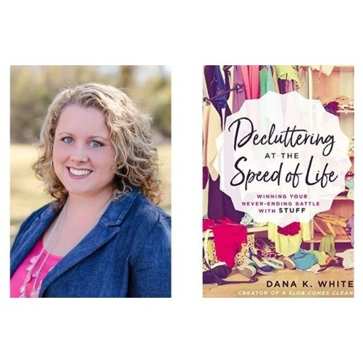 Author Dana White with her book Decluttering at the Speed of Life