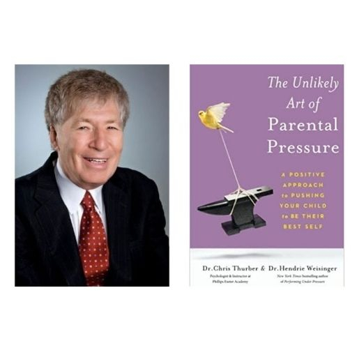 Author Hendrie Weisinger with his co-authored book The Unlikely Art of Parental Pressure: A Positive Approach to Pushing Your Ch