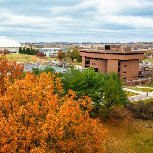 Schindler Education Center in the fall season