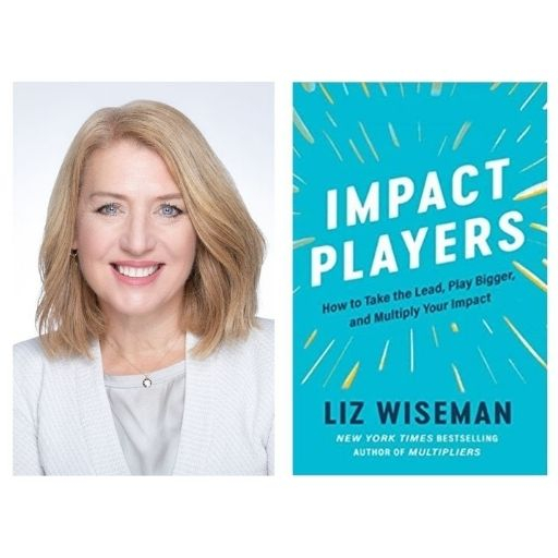 Author Liz Wiseman with her book Impact Players